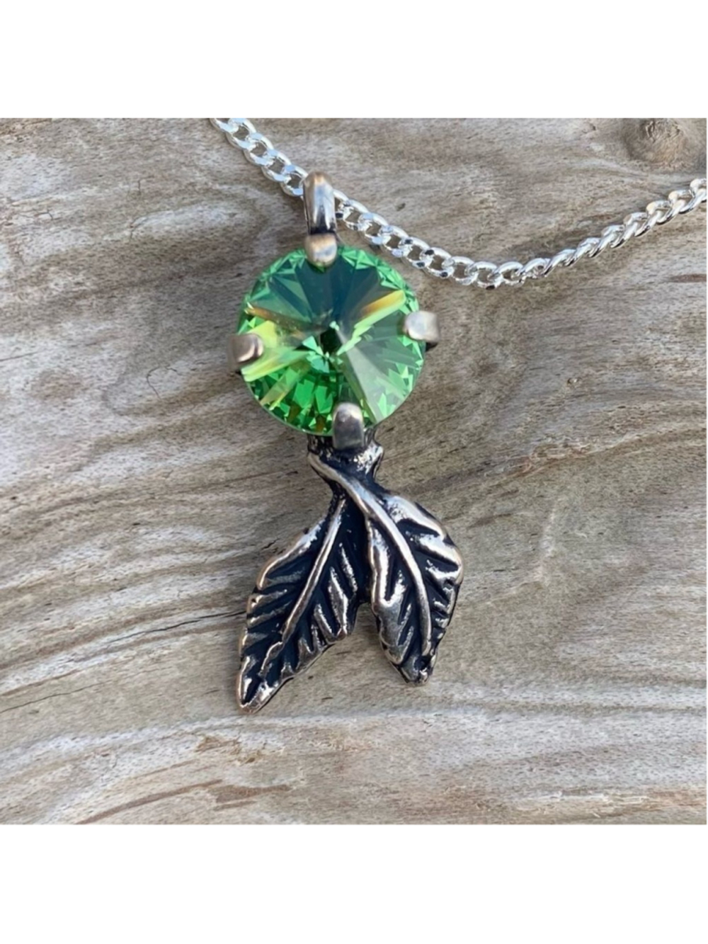 Handcrafted Necklace with Swarovski Crystal and Chain - Picture 2 of 5